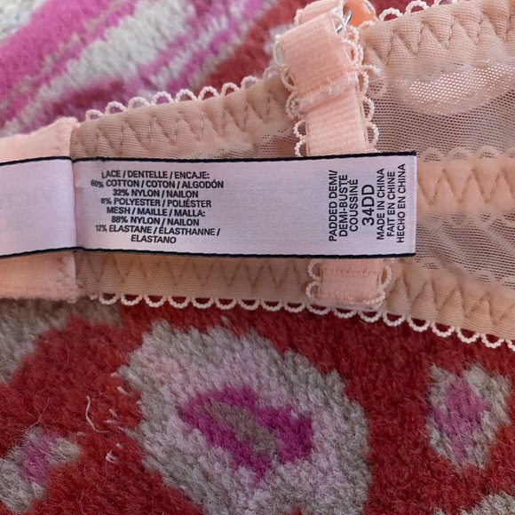 Victoria's Secret Demi Bra Lace 34DD peach/white - Picture 3 of 3
